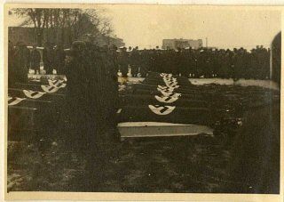 The funeral of SS officers killed in the December 26, 1944, Allied bombing of Auschwitz